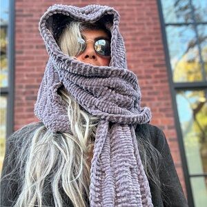 Unisex Knit Hooded Scarf 🖤 Handmade Cozy Fall & Halloween Vibe 🎃